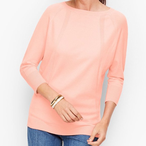 Talbots Sweaters - Talbots Pointelle Sweater Lightweight Cozy Peach Pink Size Large Petite New